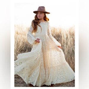 Joyfolie - Cybele Dress in Ivory Lace Maxi Dress Sz 10